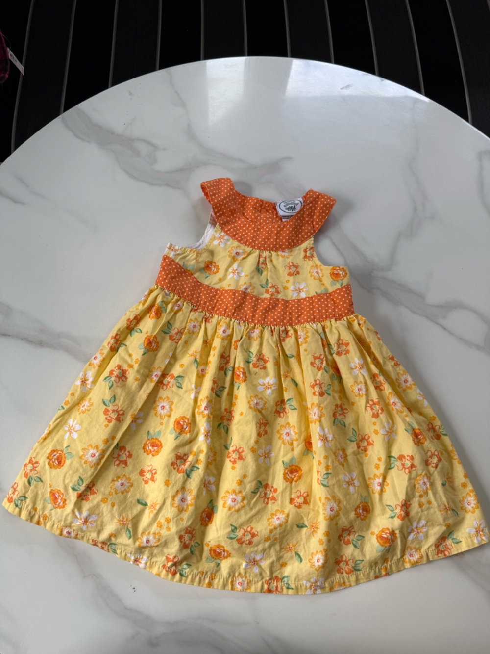 Laura Ashley Orange Polka Dot & Yellow Floral Dress